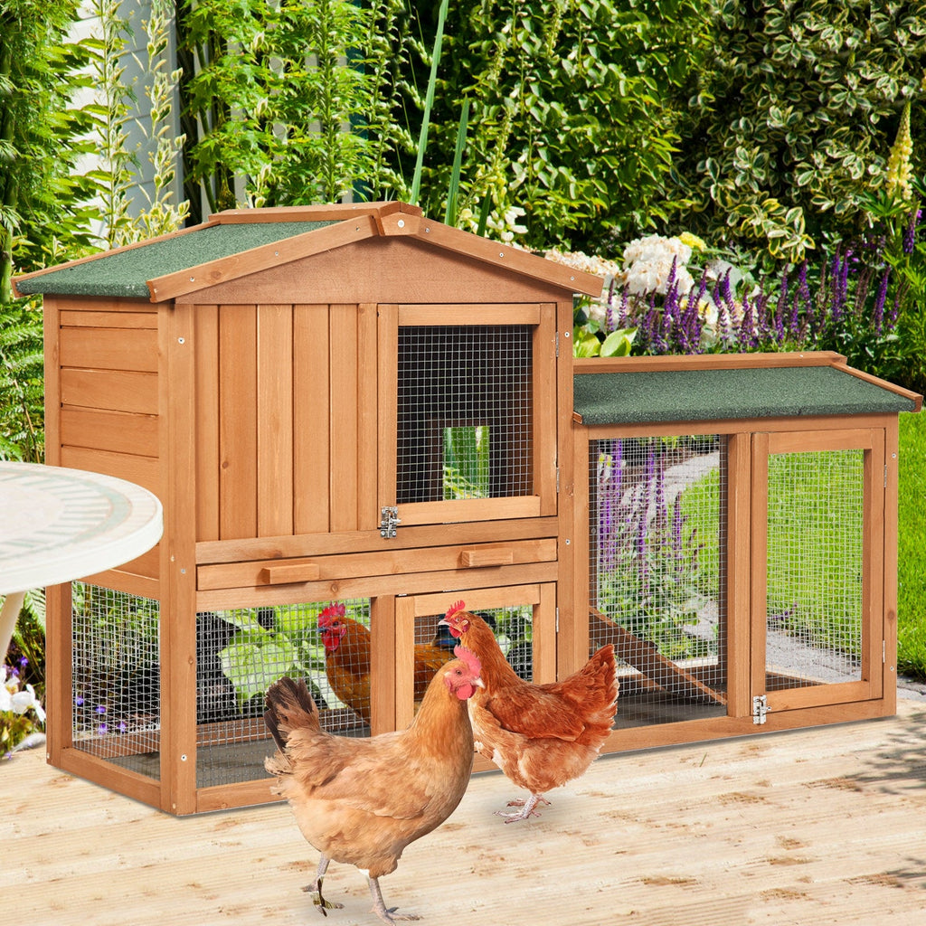 58 Inch Weatherproof Wooden Rabbit Hutch-Brown