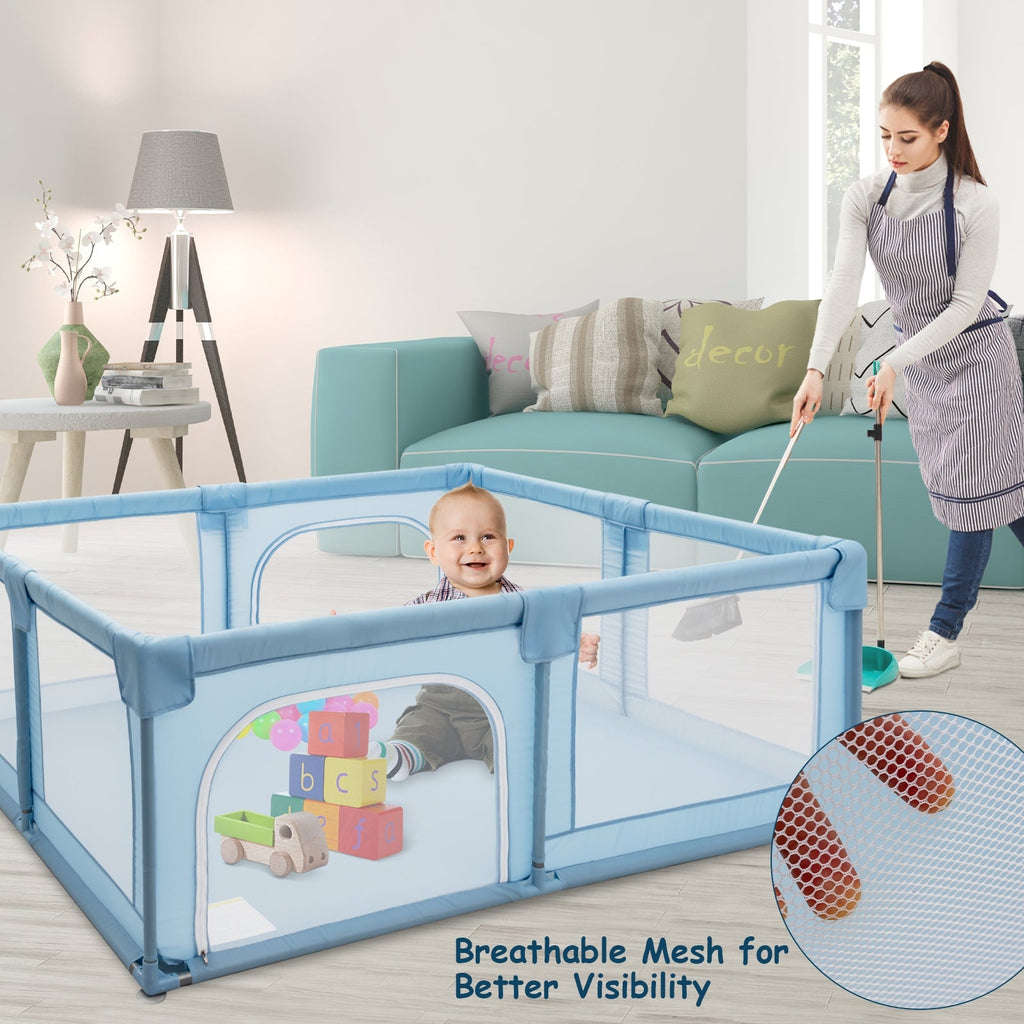 Baby Playpen Extra Large Kids Activity Center Safety Play-Blue