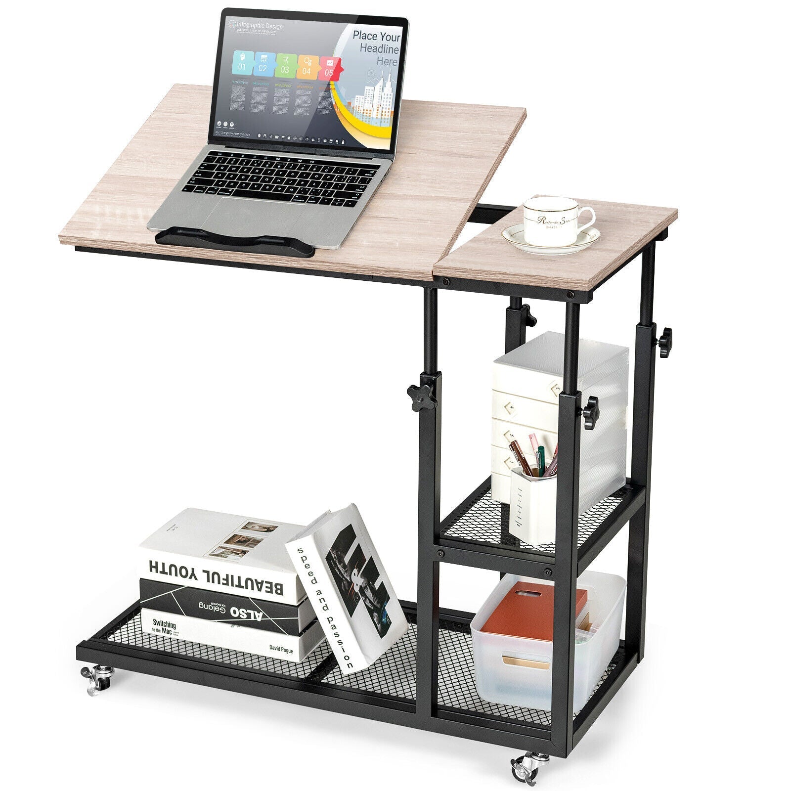 Adjustable C-Shaped Bedside Table