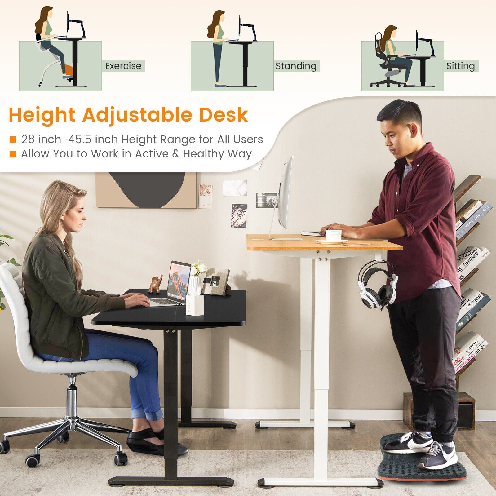 Electric Standing Desk Adjustable Stand up Computer Desk Anti-collision