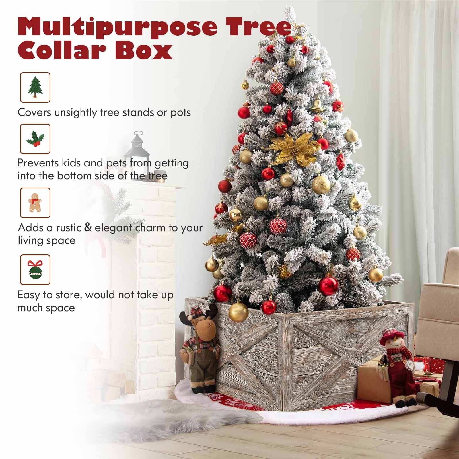 28.5 Inch Wooden Tree Collar Box for Indoor/Outdoor Use