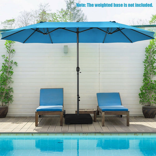 15 Feet Patio Double-Sided Umbrella with Hand-Crank System