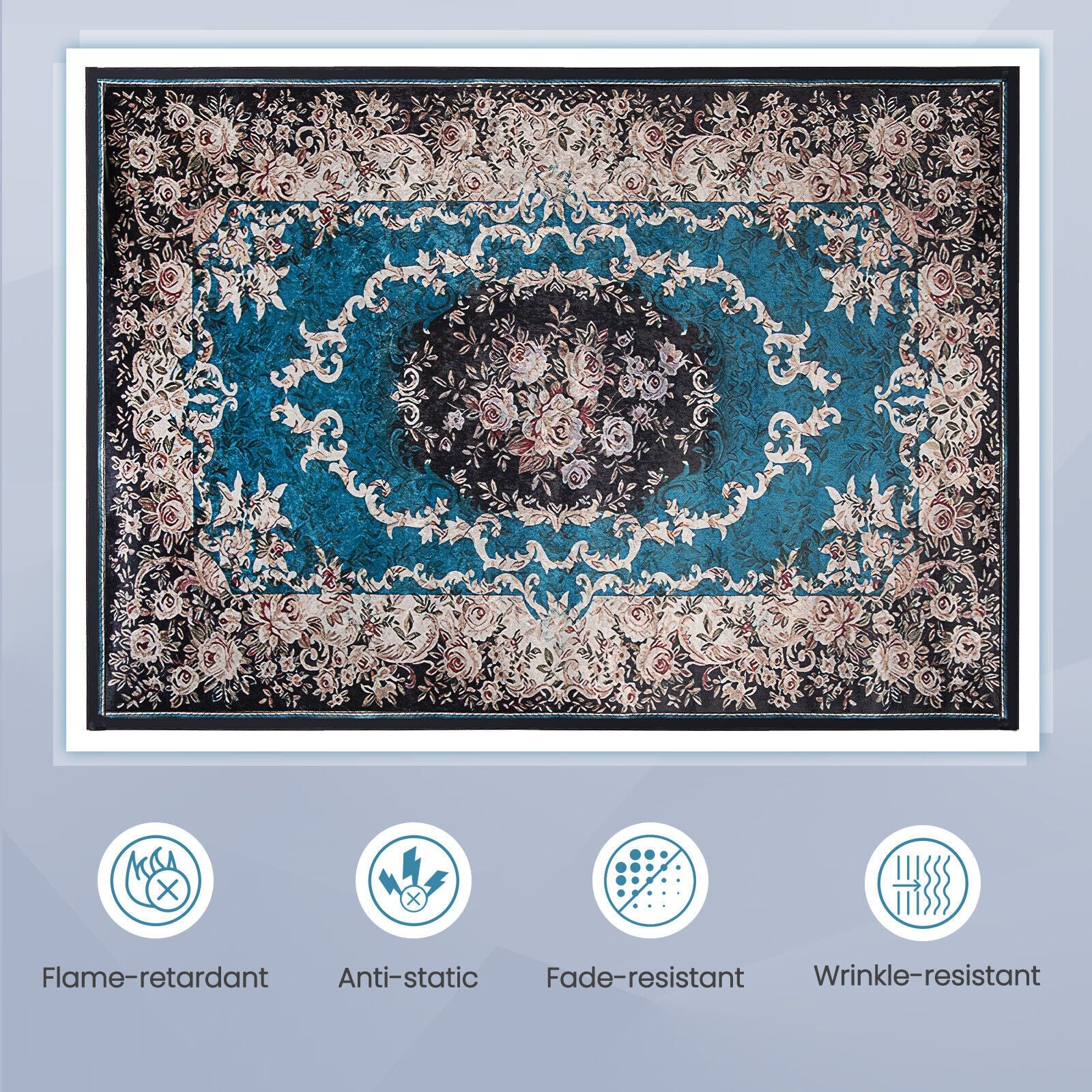 Area Rug with Non-Shedding Surface and Anti-slip Bottom