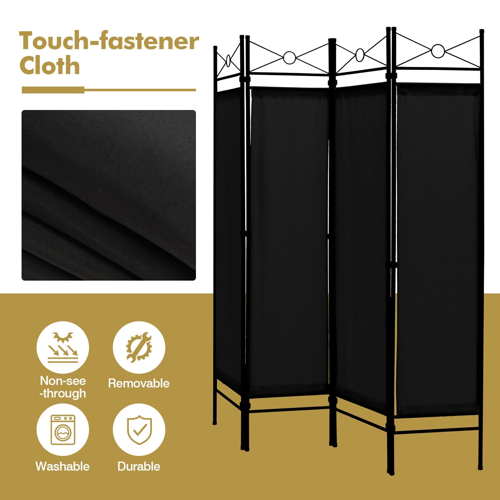 6 Feet 4-Panel Folding Freestanding Room Divider