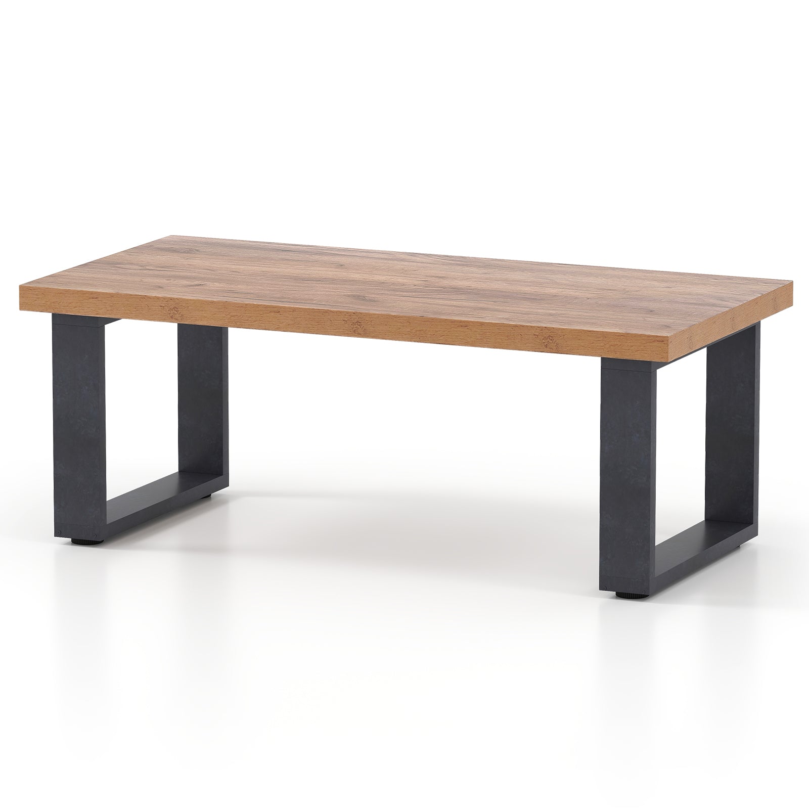 47 inch Farmhouse Style Rustic Coffee Table with Thickened Tabletop and Natural Wood Texture-Oak