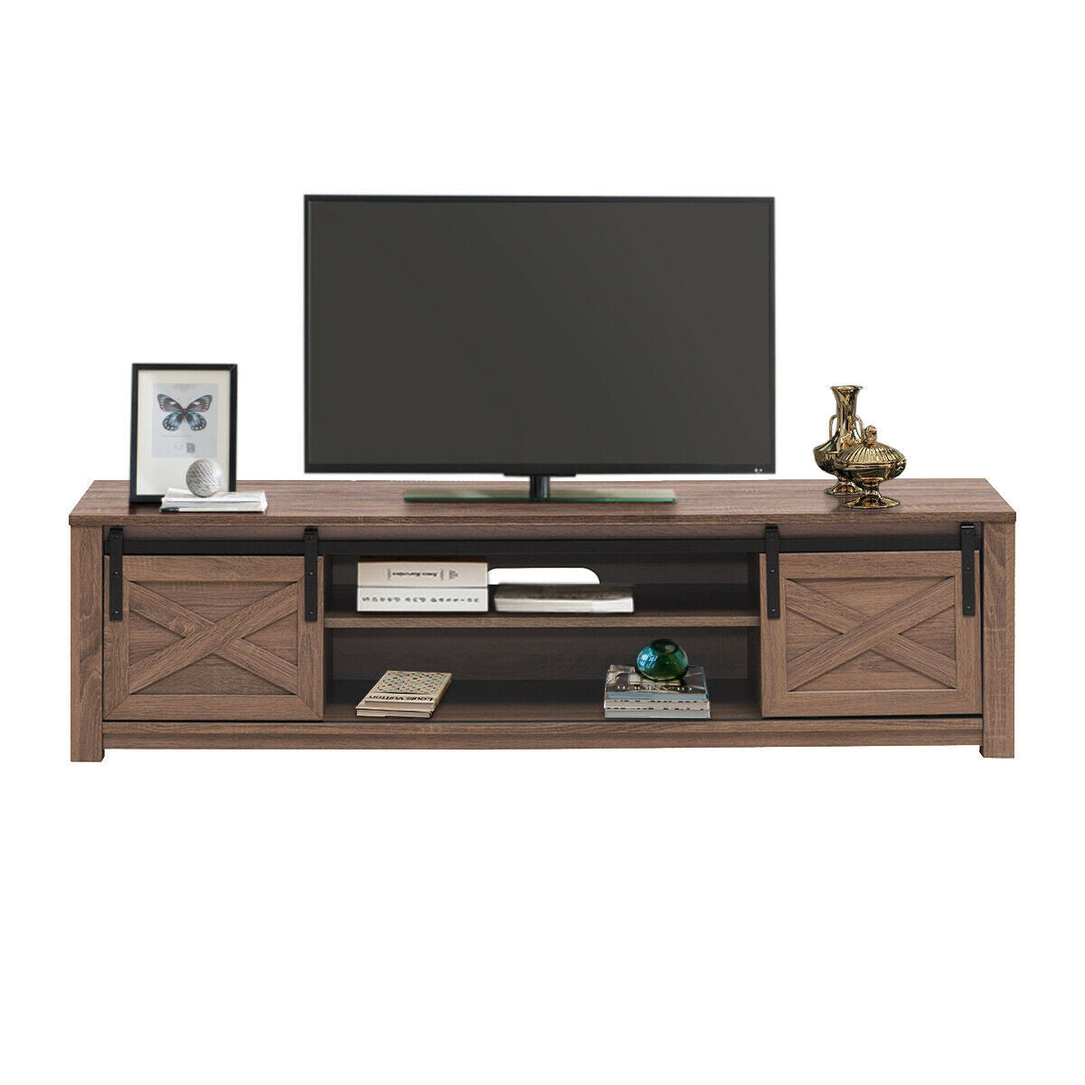 65 Inch Flat Sliding Barn Door TV Stand