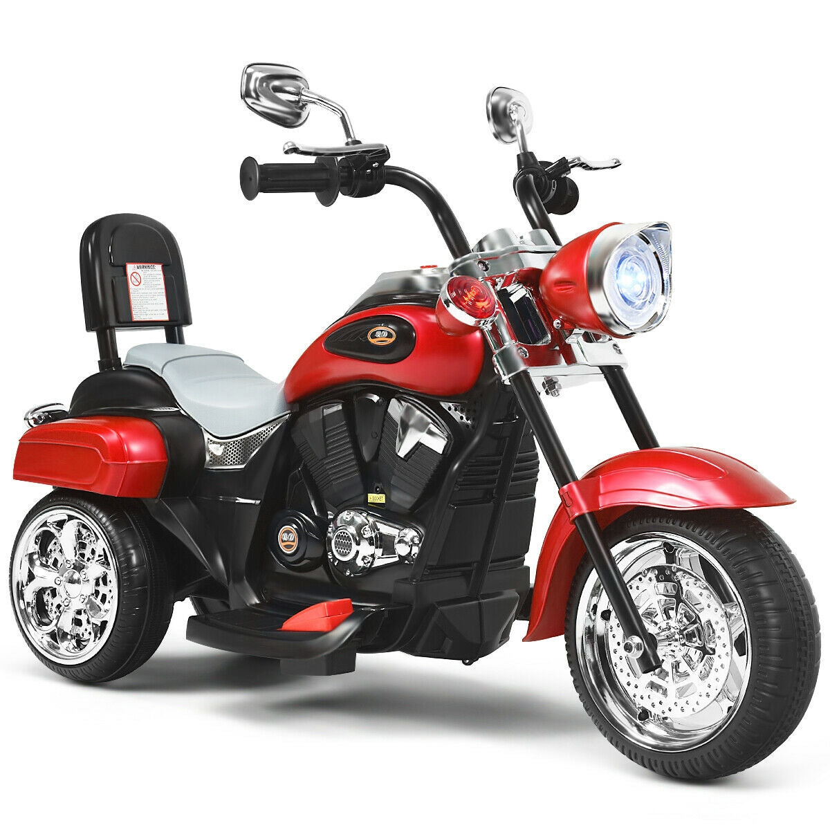6V Powered Toddler 3-Wheel Motorbike Ride On Toy with Horn and Headlight-Black and White