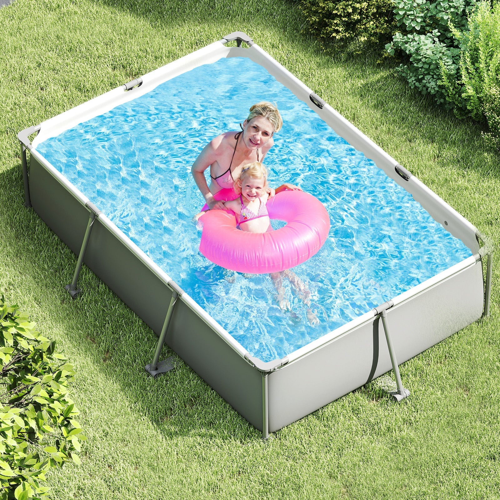 690/978/1158/1617 Gal Outdoor Family Swimming Pool with Metal Frame