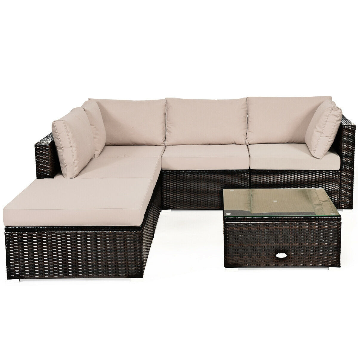 6 Pieces Outdoor Patio Rattan