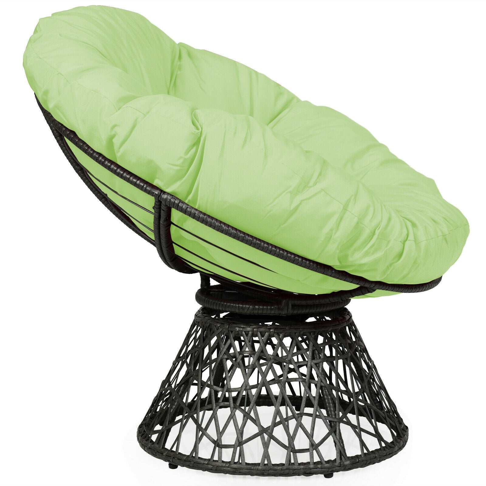 Rattan Papasan Chair Ergonomic 360-degree Swivel Soft Cushion Garden