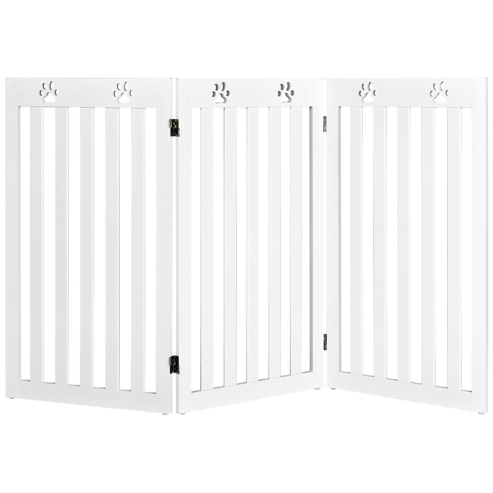36 Inch Folding Wooden Freestanding Pet Gate Dog Gate with 360° Flexible Hinge