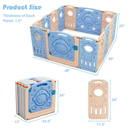 18-Panel Foldable Baby Playpen Kids Activity Center with Lockable Door