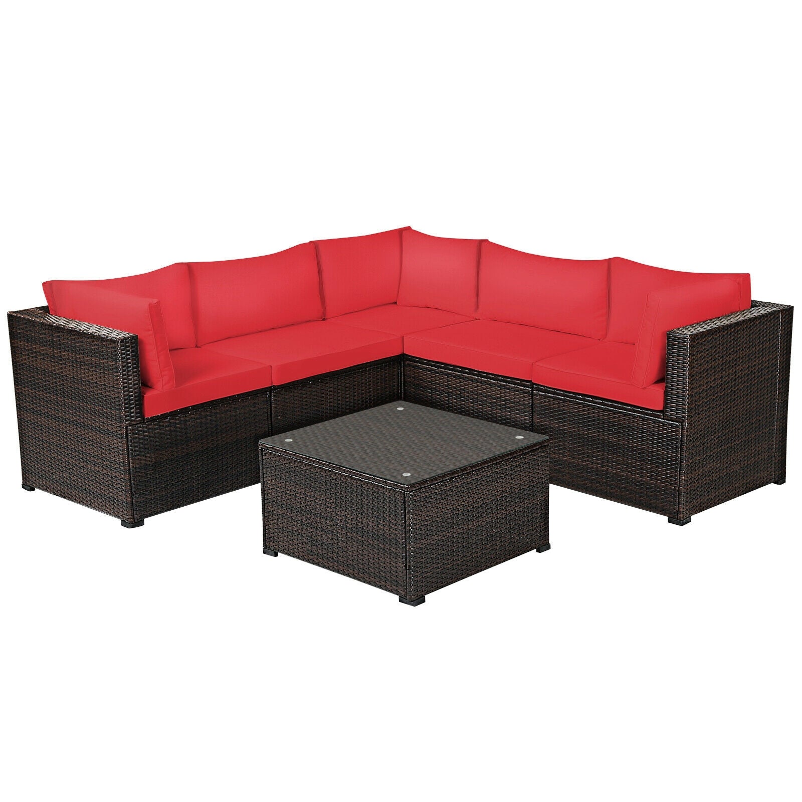6 Pieces Patio Furniture Sofa Set with Cushions for Outdoor