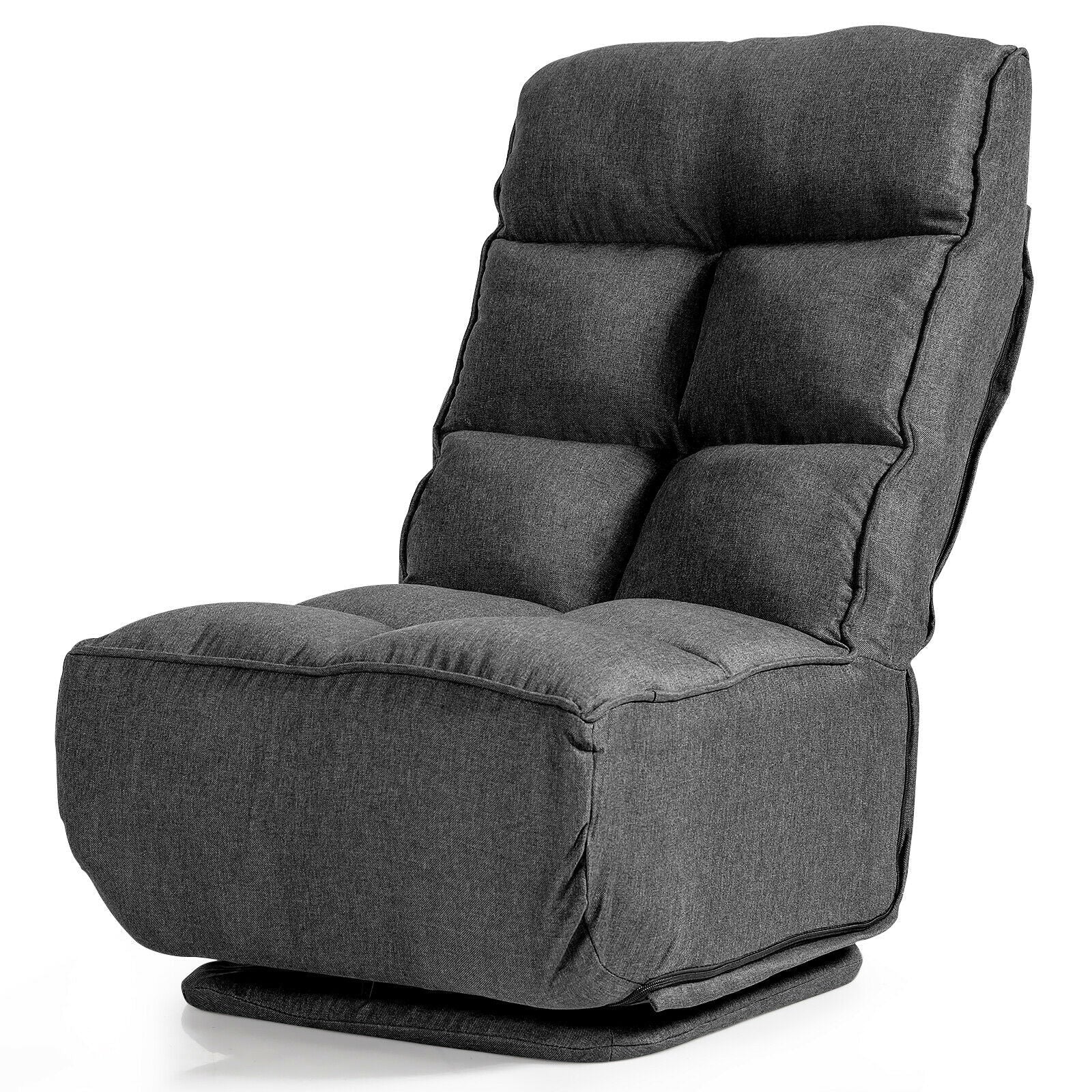 360-Degree Swivel Folding Floor Chair with 6 Adjustable Positions
