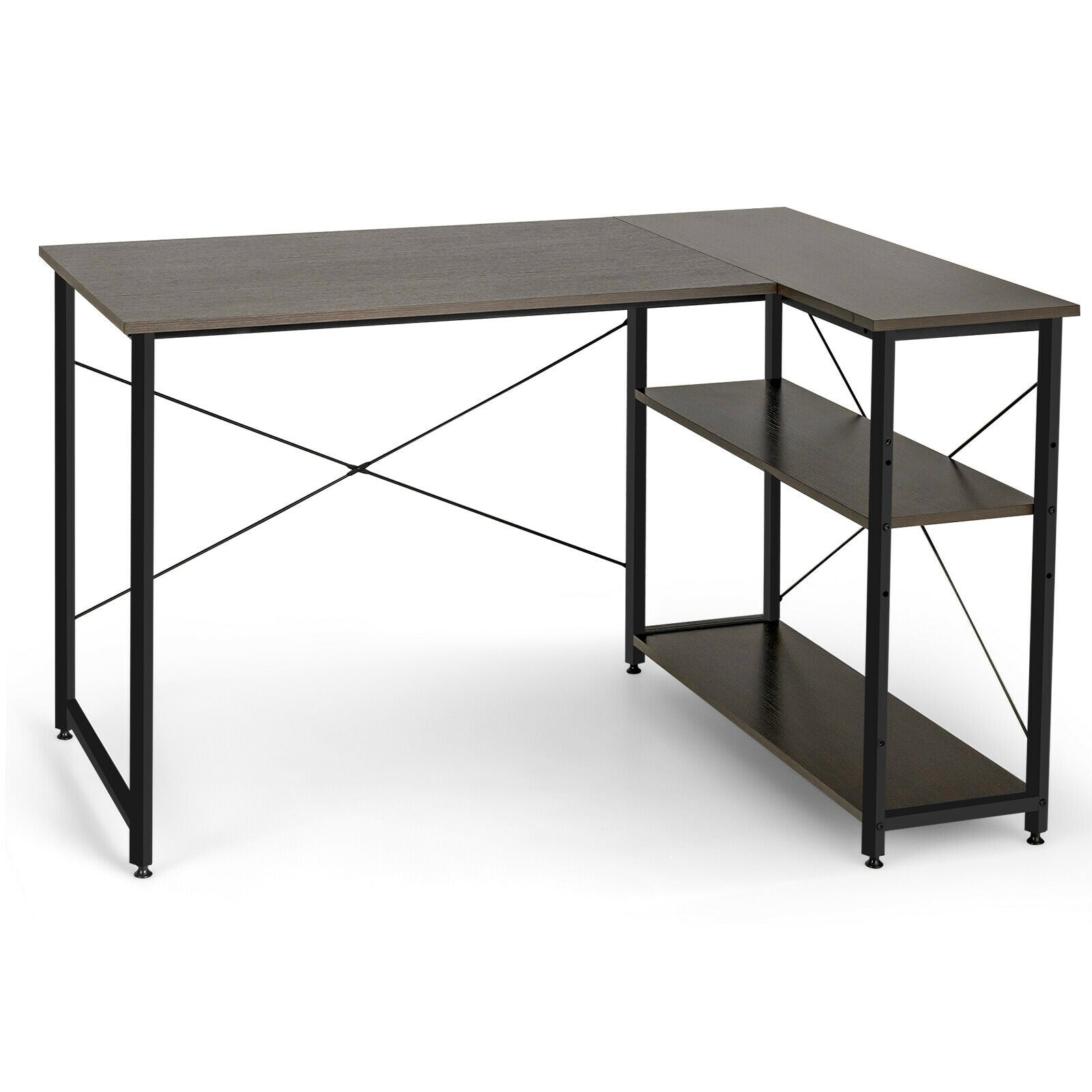 48 Inch Reversible L Shaped Computer Desk with Adjustable Shelf