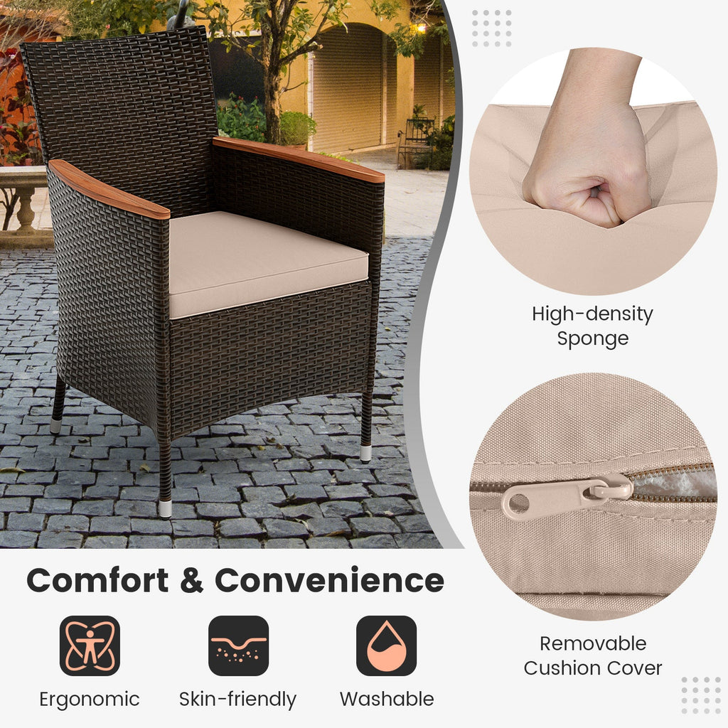 11 Pieces Patio Dining Set with 15 Feet Double-Sided Patio Umbrella and Base