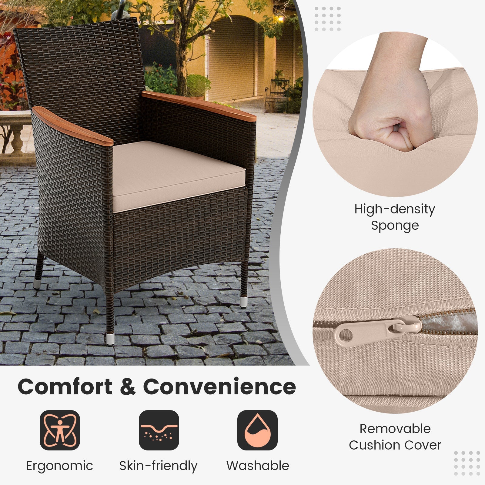 11 Pieces Patio Dining Set with 15 Feet Double-Sided Patio Umbrella and Base