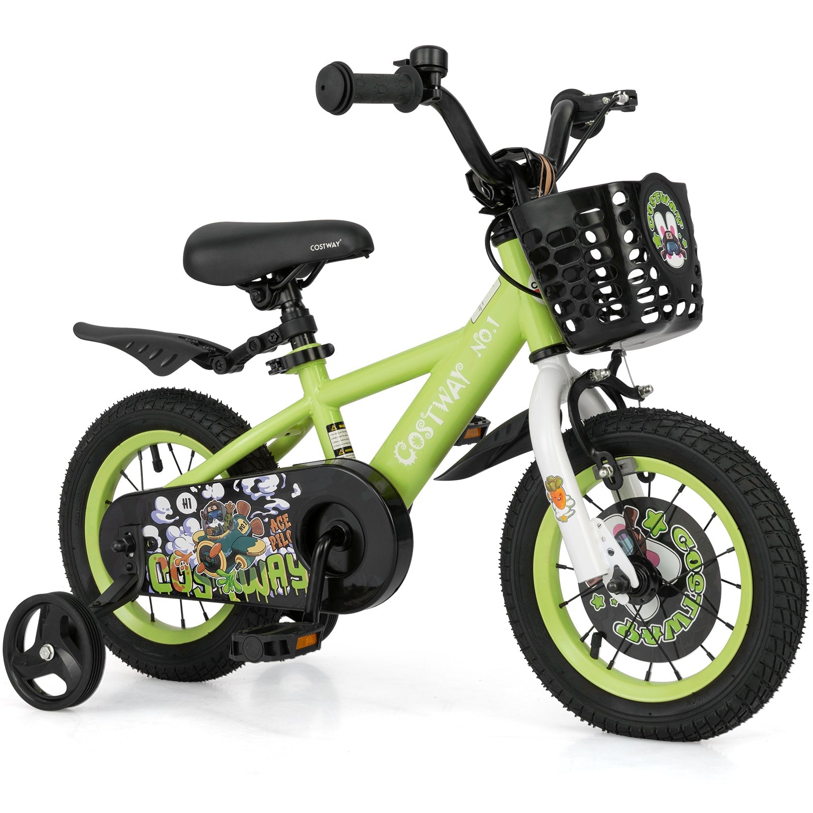 14 Inch Kids Bike Adjustable with Detachable Training Wheels for 3-5 Years Old-14 inches