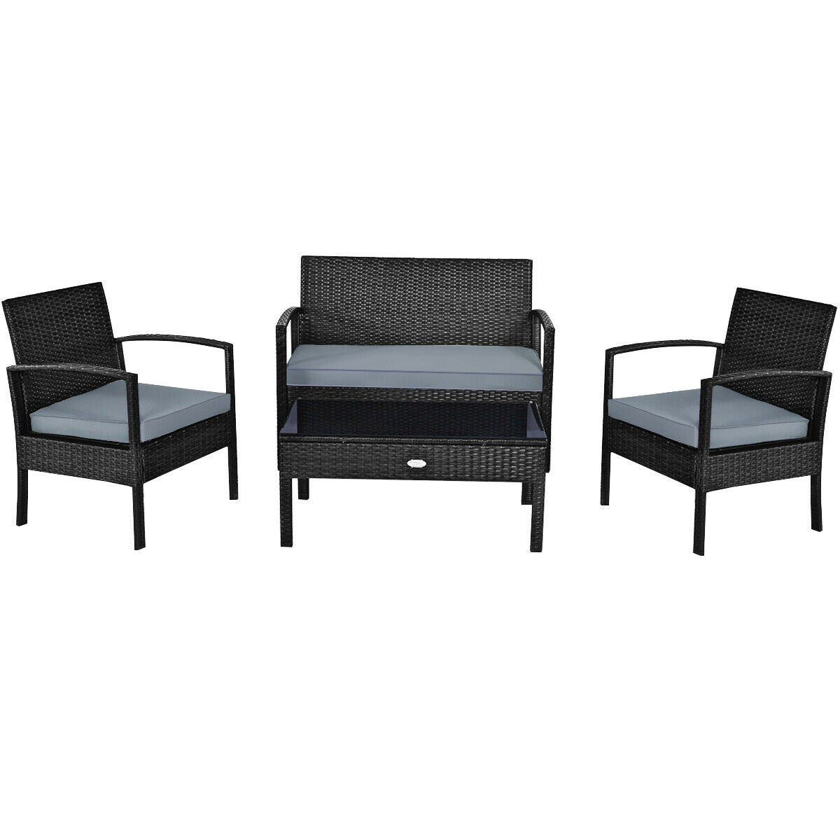 4 Pieces Patio Rattan Cushioned Furniture Set