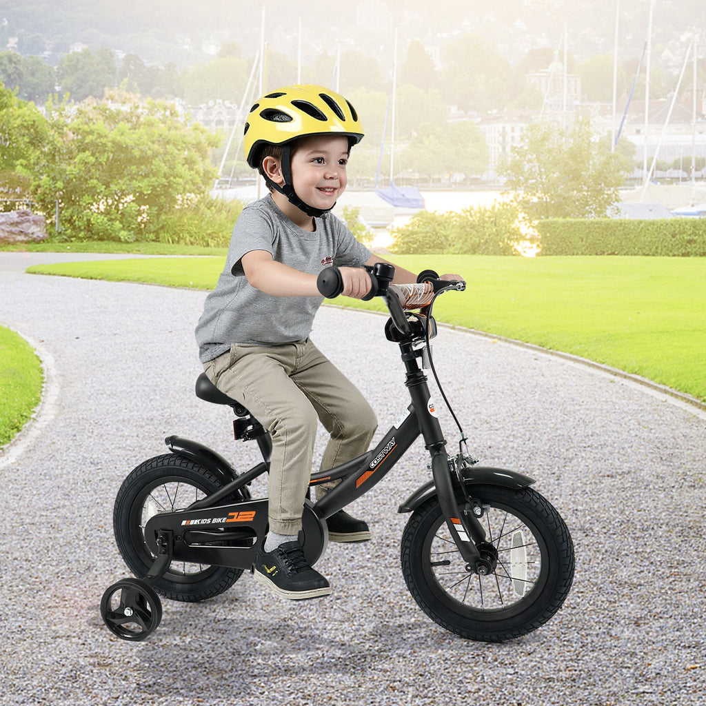 12/14/16/18 Inches Kids Bike with Removable Training Wheels and Adjustable Seatfor 3-8 Years Old Black