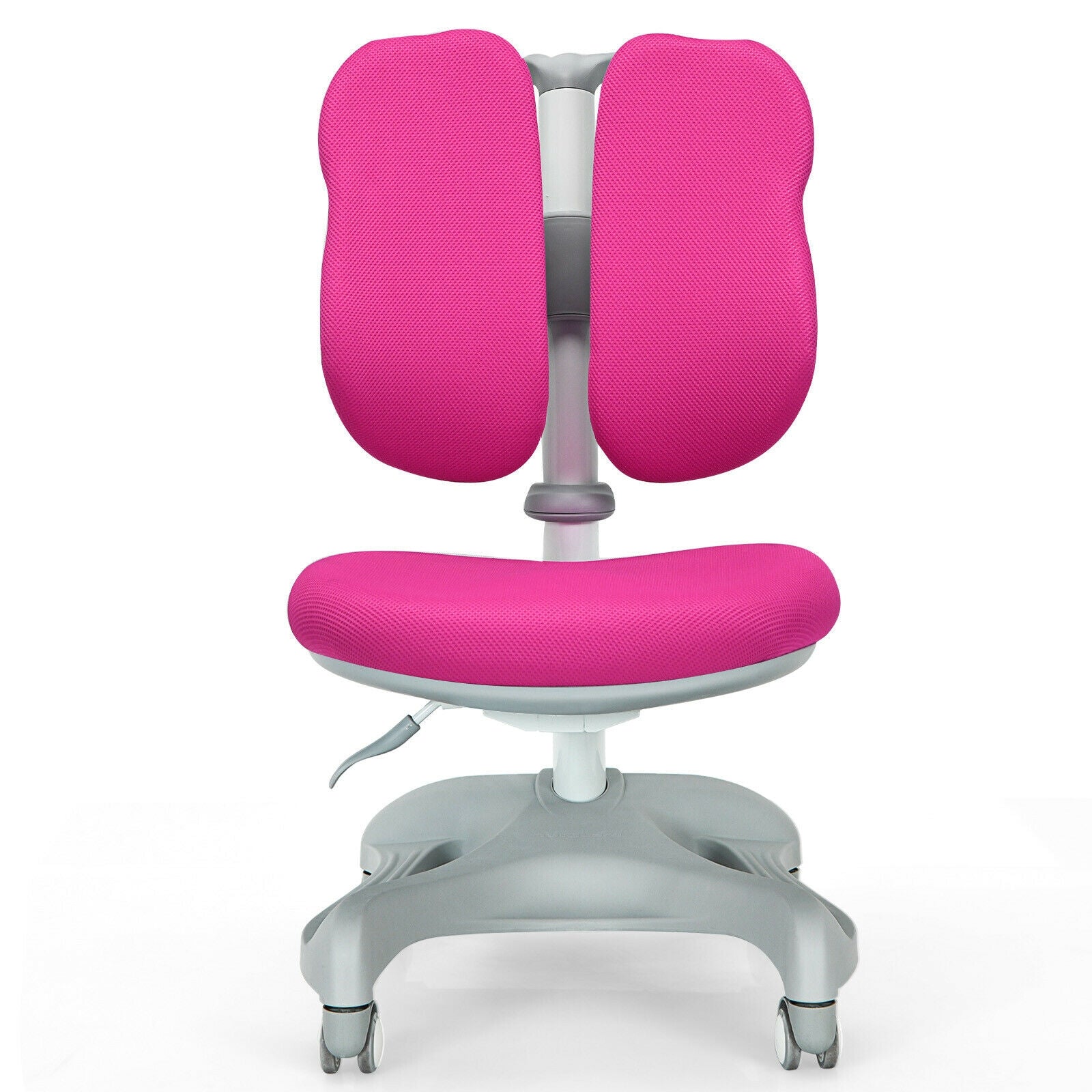 Adjustable Height Student Chair with Sit-Brake Casters and Lumbar Support for Home and School