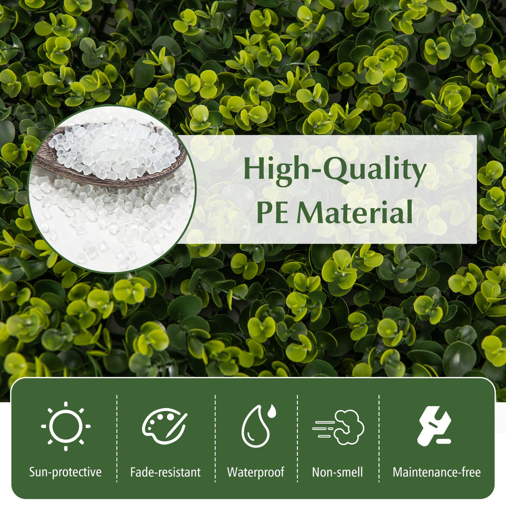 12 Pieces 20 Inch x 20 Inch Artificial Hedge Eucalyptus Panels