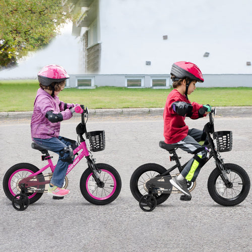 14 Inch Kids Bike Adjustable Bicycle with Front Basket for Children Aged 4-5 Years Old