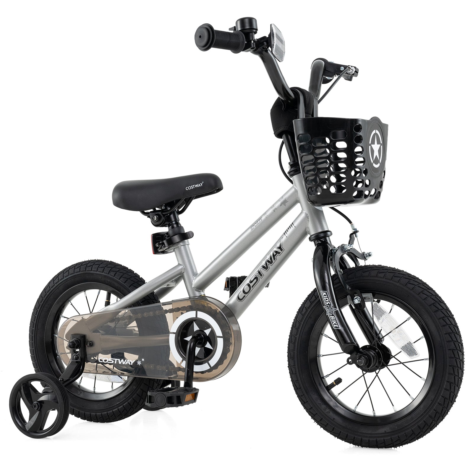 14 Inch Kids Bike Adjustable with Transparent Chain Cover for 4-5 Years Old