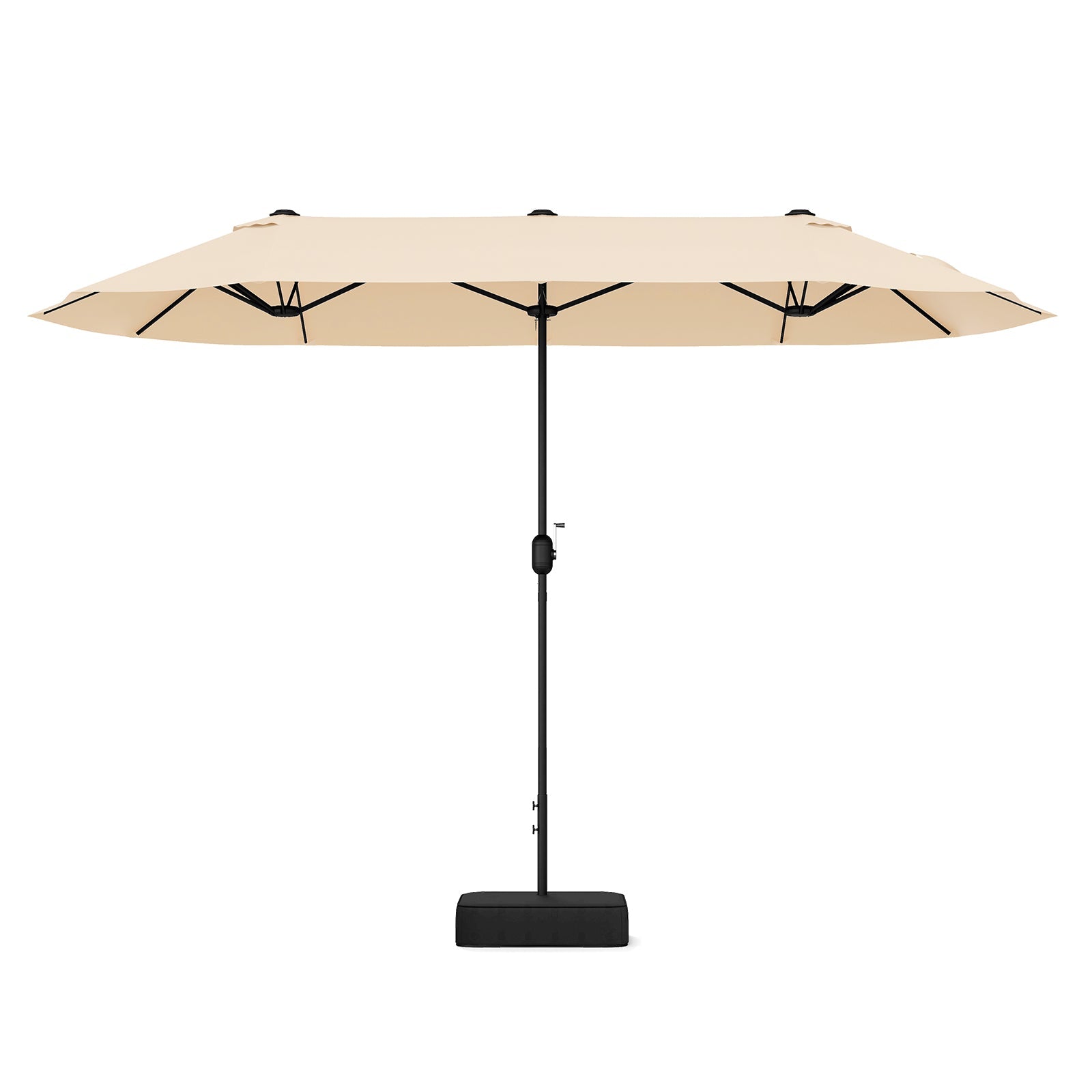 13FT Double-sided Patio Twin Table Umbrella with Crank Handle-Tan