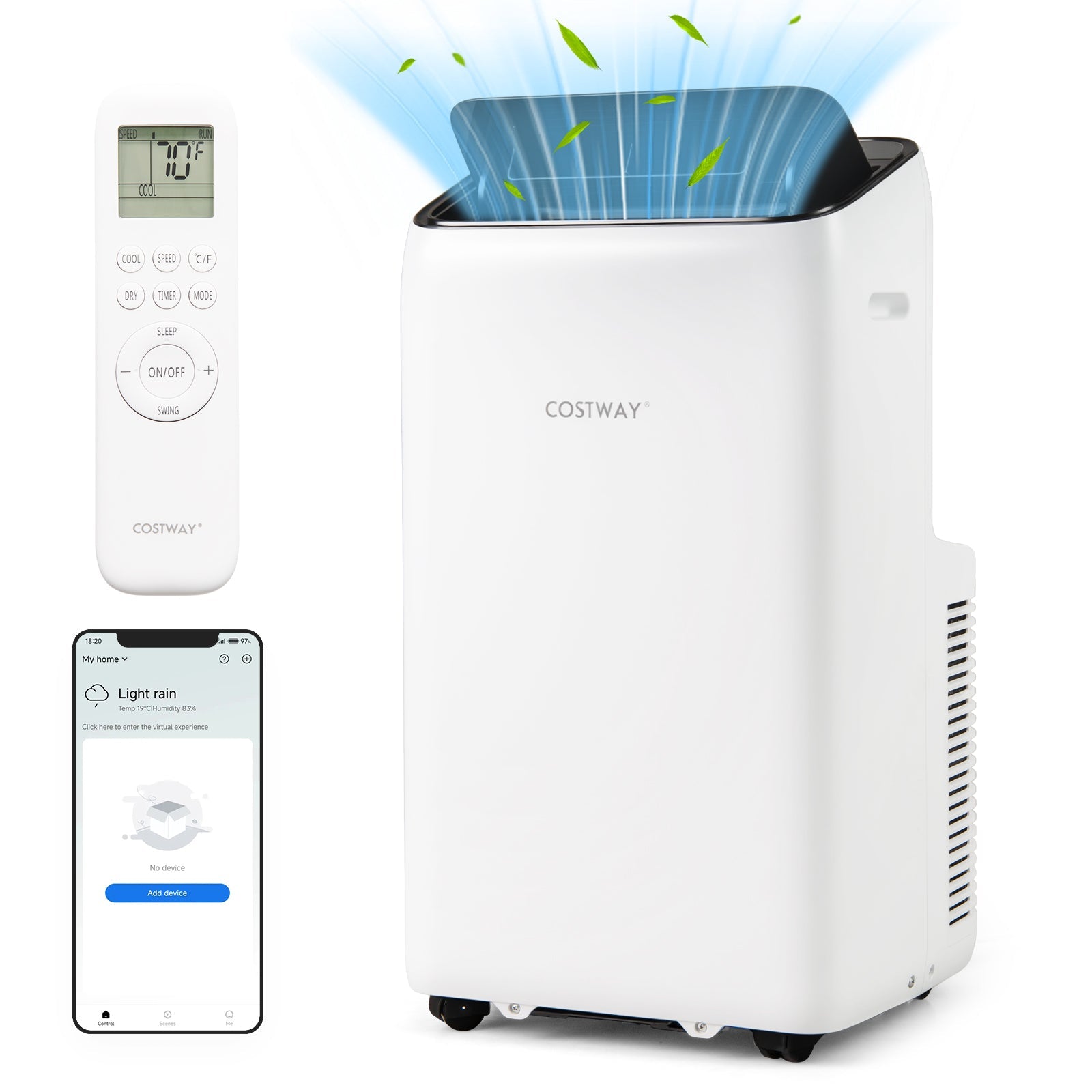 14000 BTU Inverter Portable Air Conditioner 3 in 1 Wifi Enabled AC Unit-White