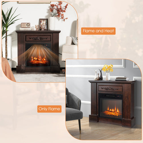 1400W TV Stand Electric Fireplace Mantel with Remote Control