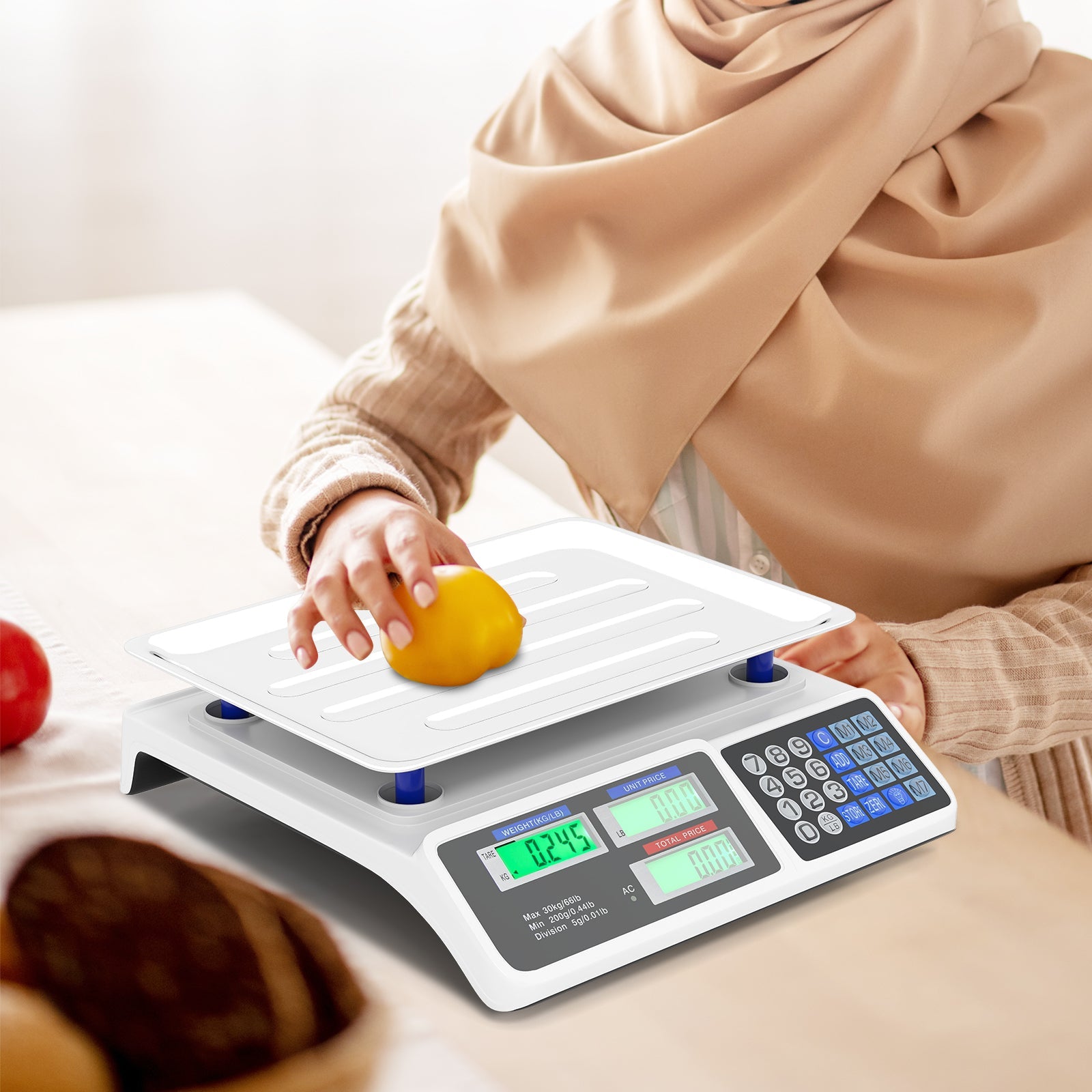 66lb Price Computing Scale Commercial Food Scale with Dual LCD Displays