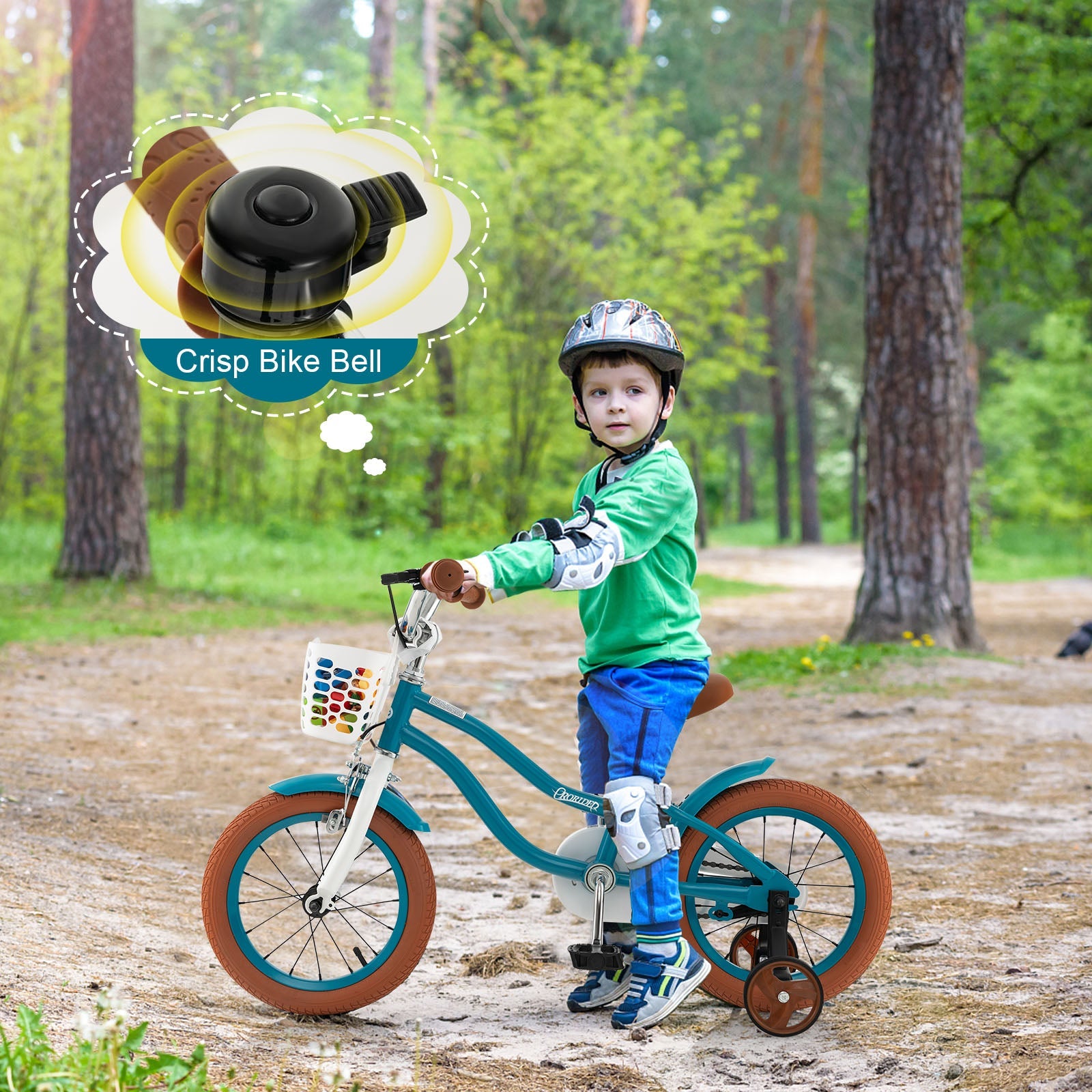14 Inch Kid's Bike with Removable Training Wheels and Basket-Blue