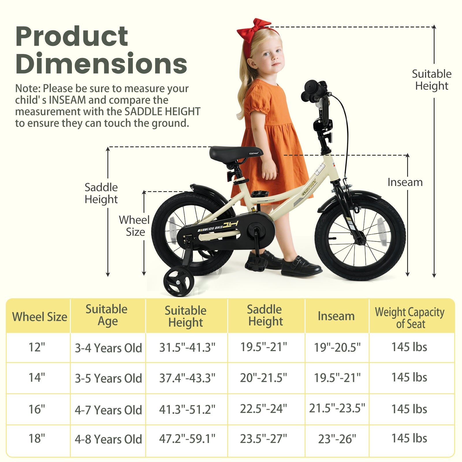 14 Inches Kids Bike Sport Bicycle with Removable Training Wheels