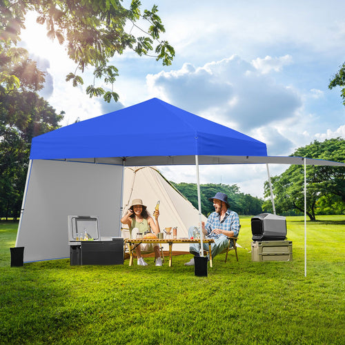 14 x 9.2 Feet Pop up Canopy Tent with 2 Convertible Sidewalls to Awning and Stakes