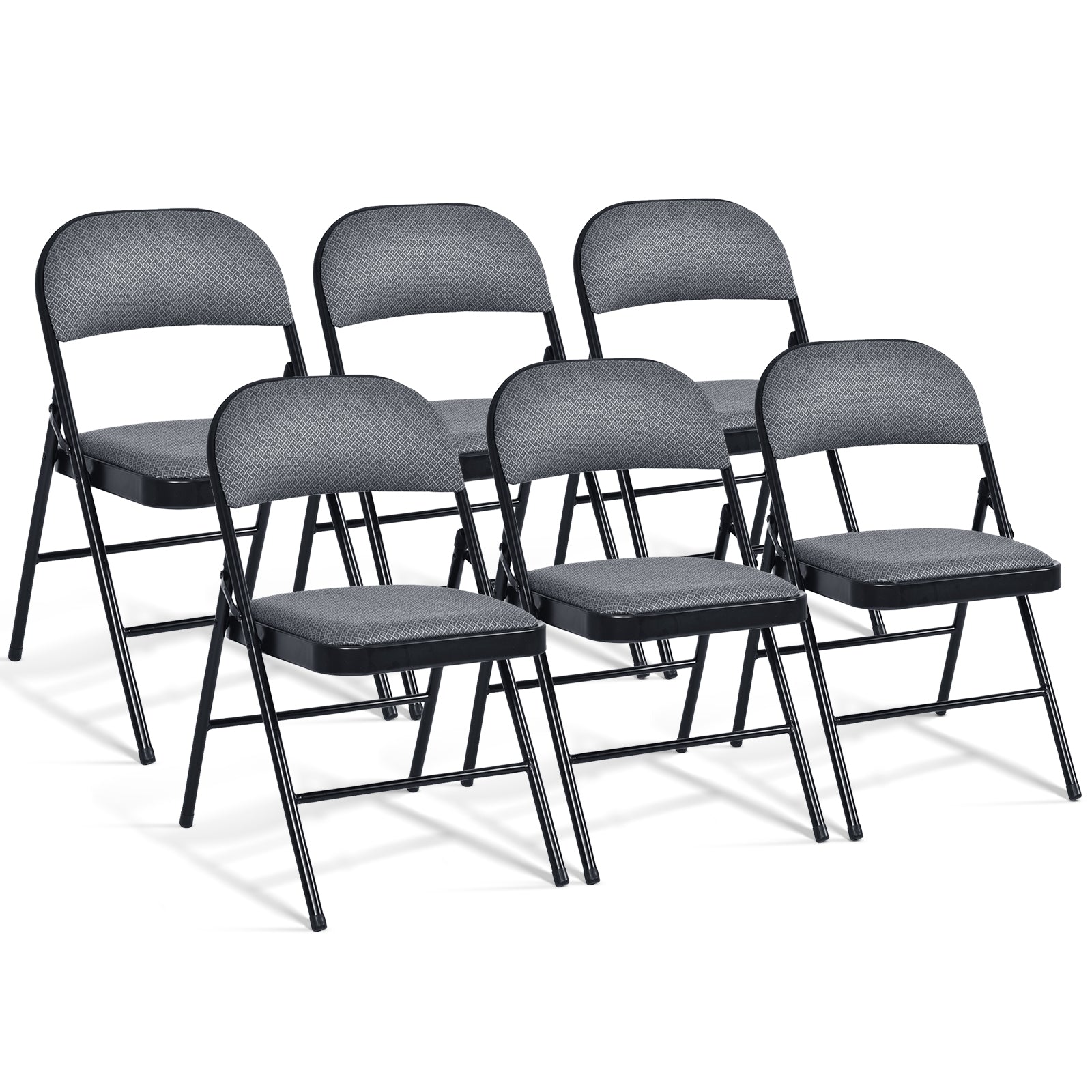 4 Pieces Fabric Upholstered Padded Seat Folding Chairs Seet
