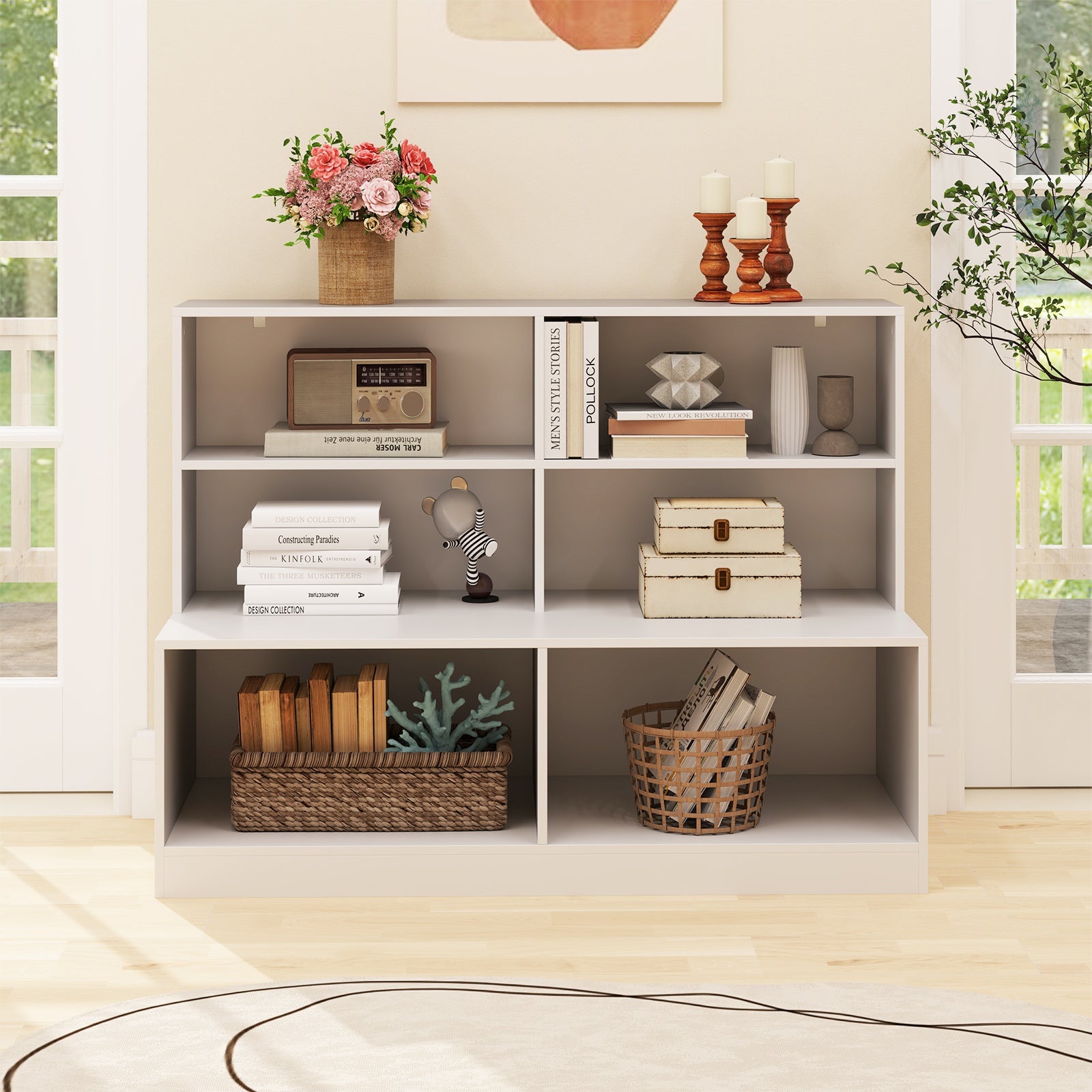 Entryway Shoe Cabinet with 2 Anti-tipping Kits-White