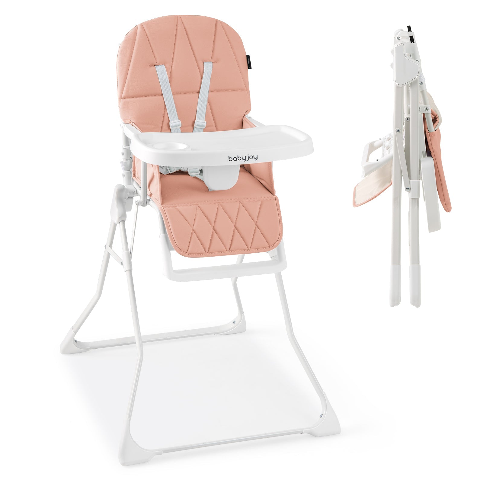 Easy Clean Compact Highchair with Removable Adjustable Tray and PU Seat Cushion