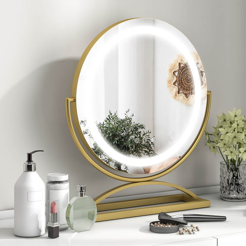 16 Inch Round Makeup Vanity Mirror with 3 Color Dimmable LED Lighting