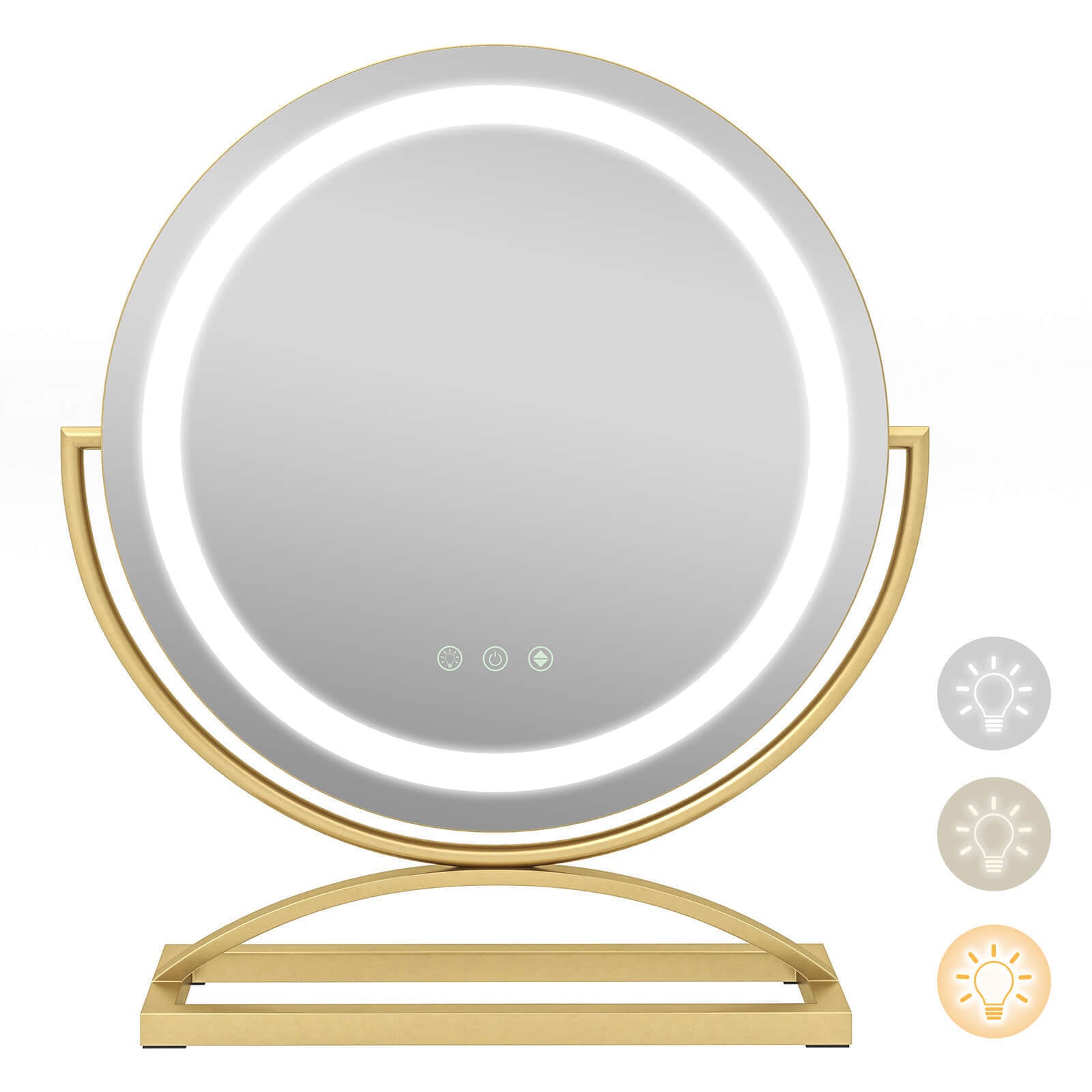 16 Inch Round Makeup Vanity Mirror with 3 Color Dimmable LED Lighting