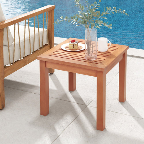 18 Inch Square End Outdoor Adirondack Side Table with Slatted Tabletop