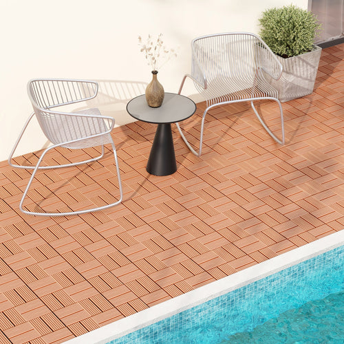 18 Pieces 12 x 12 Inch All Weather Interlocking Deck Tiles