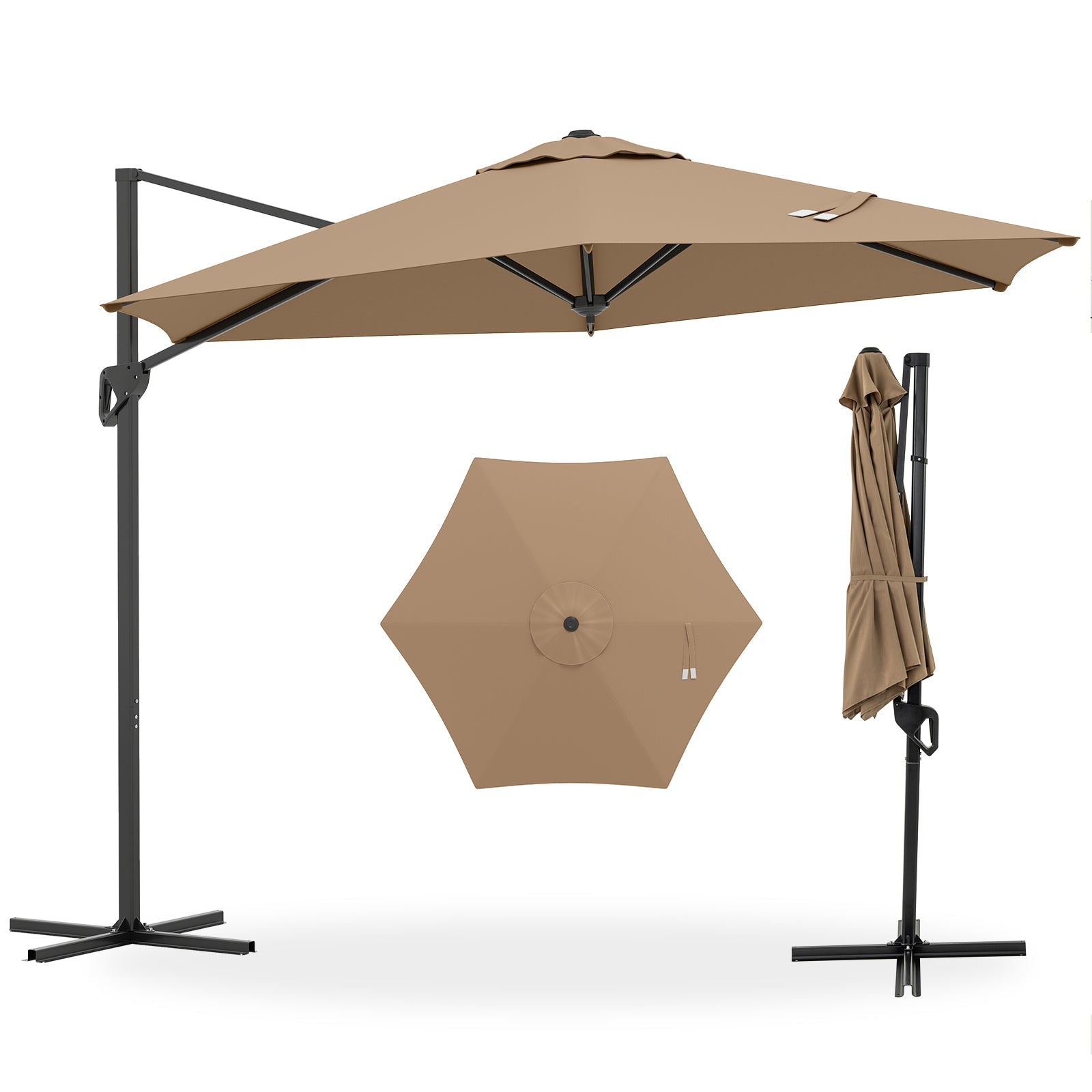 9 FT Cantilever Patio Umbrella with Vented Top and Sun-Protective Canopy