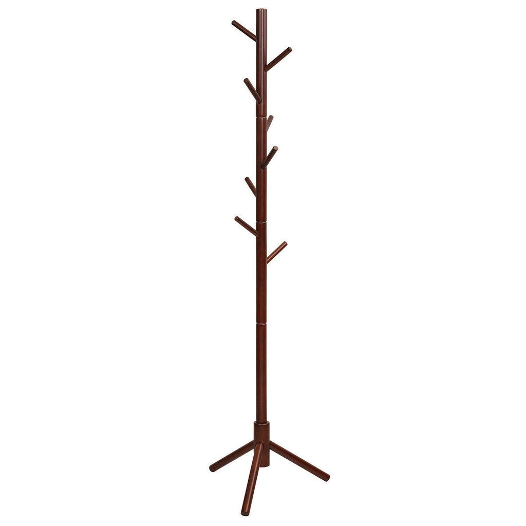2 Heights Wooden Coat Rack with 8 Hooks