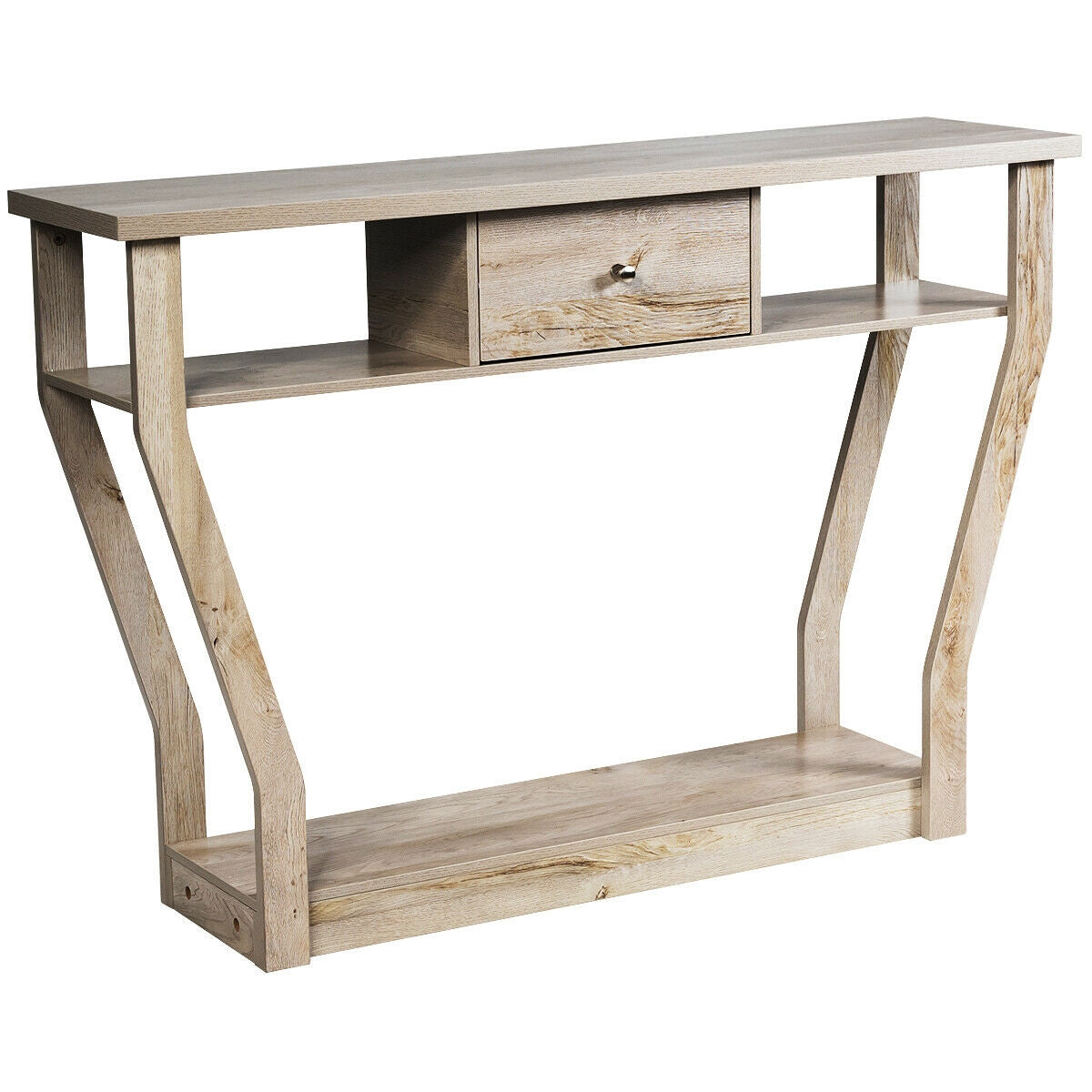 Curved Frame Modern Console Table with Storage Drawer for Entryway
