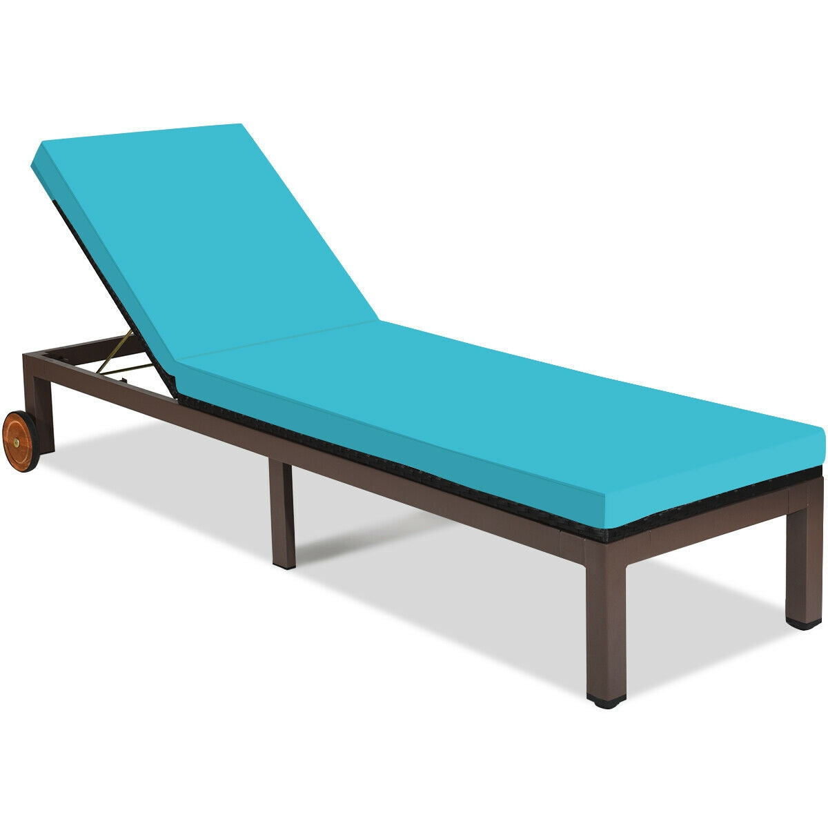 Back Adjustable Cushioned Patio Rattan Lounge Chair