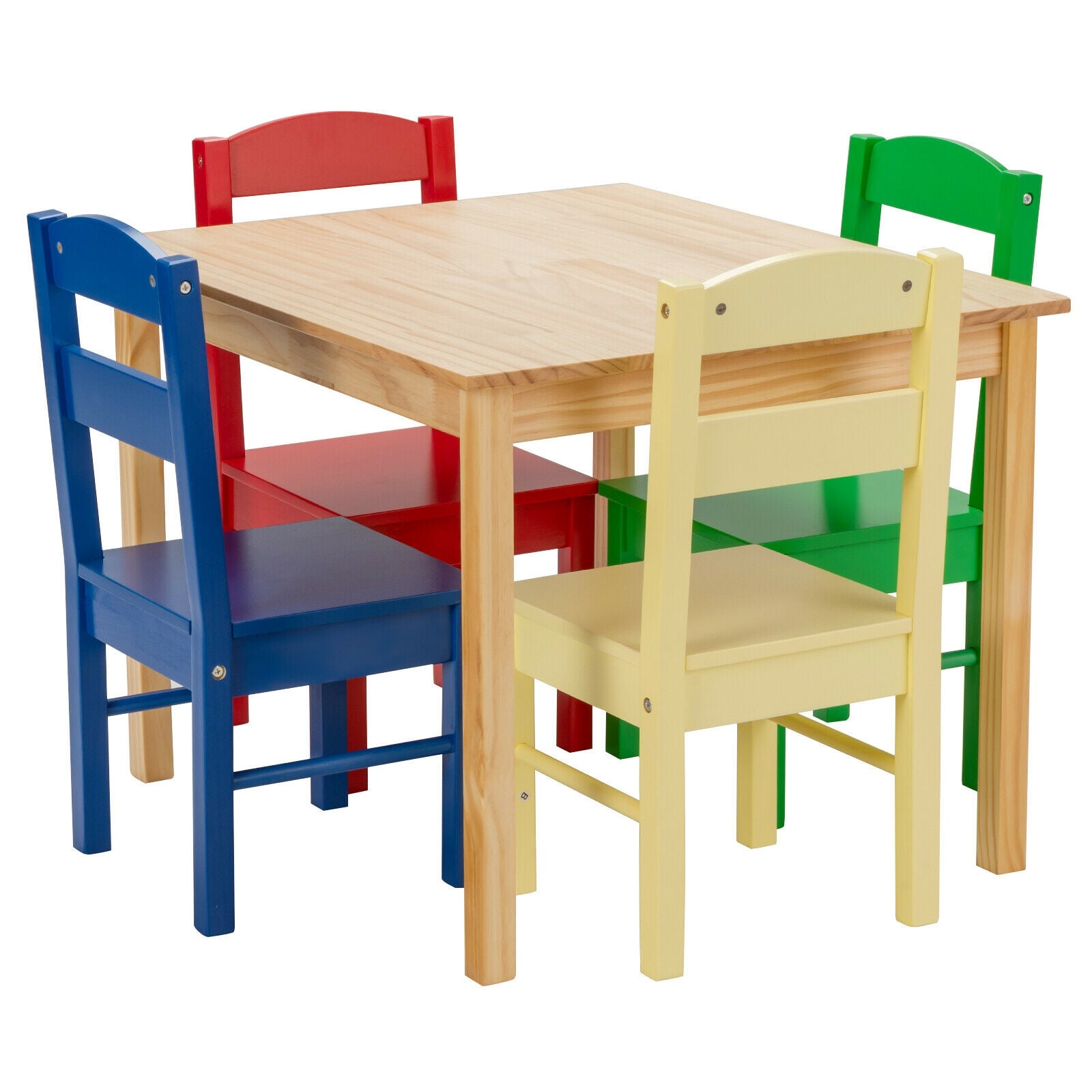 5 pcs Kids Pine Wood Table Chair Set