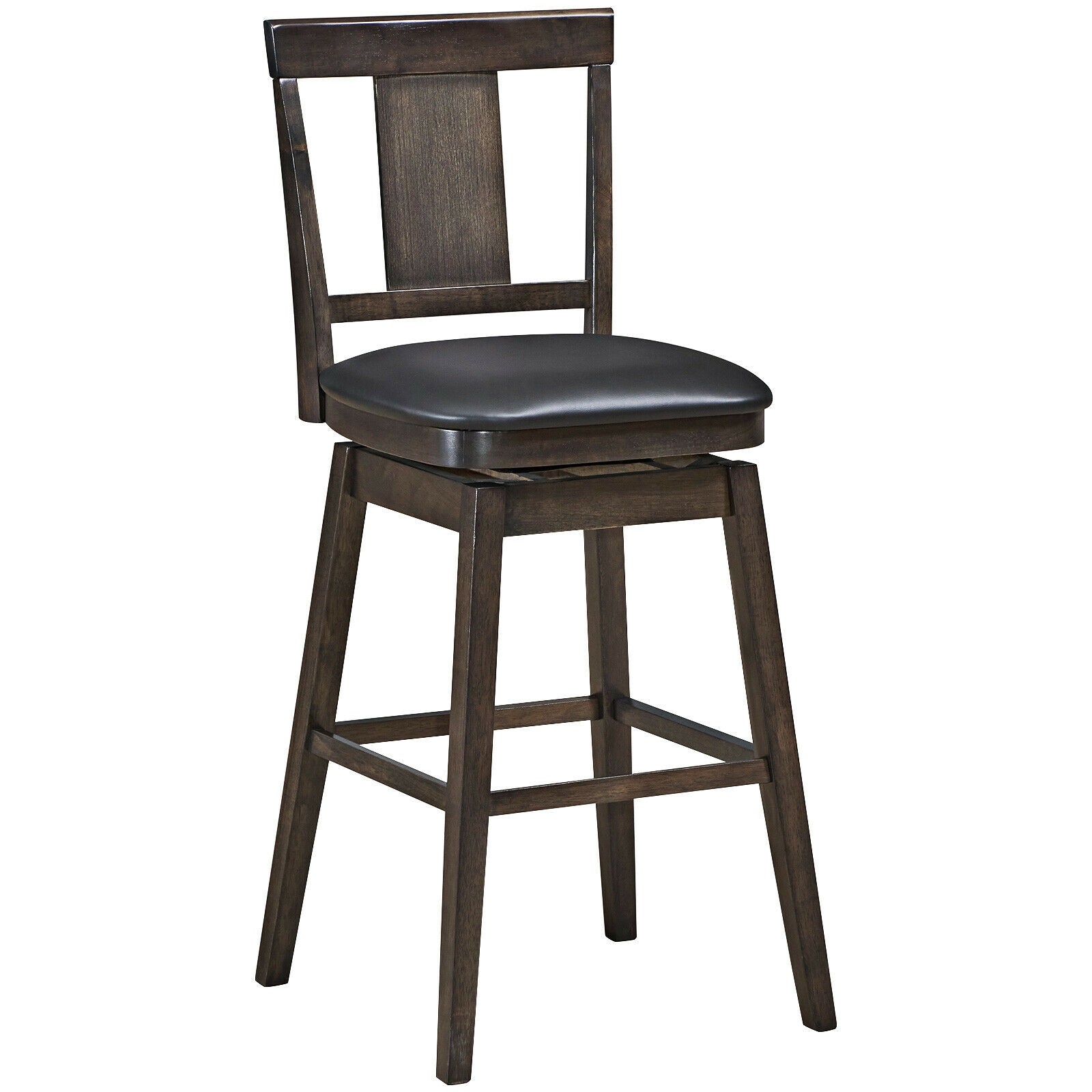 24 inch Swivel Upholstered Counter Height Bar Chair with Rubber Wood Legs