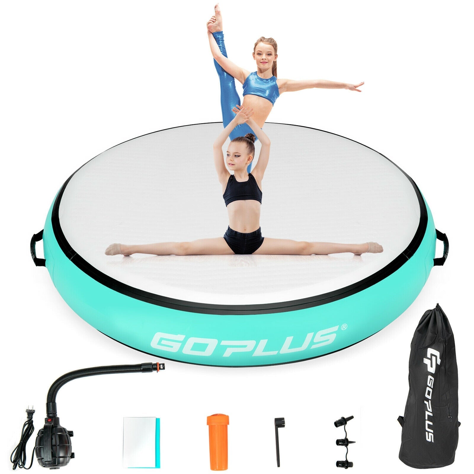 40 Inch Inflatable Round Gymnastic Mat with Electric Pump