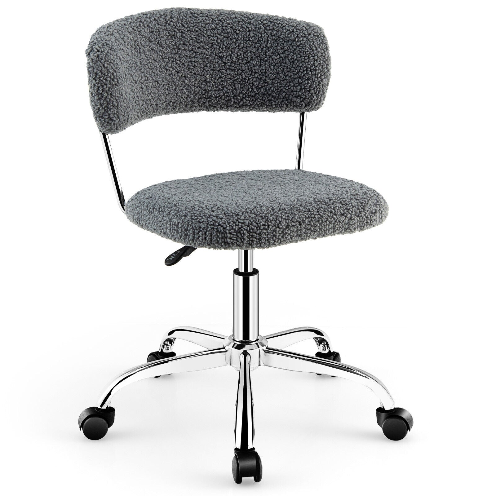 Computer Desk Chair Adjustable Sherpa Office Chair Swivel Vanity Chair